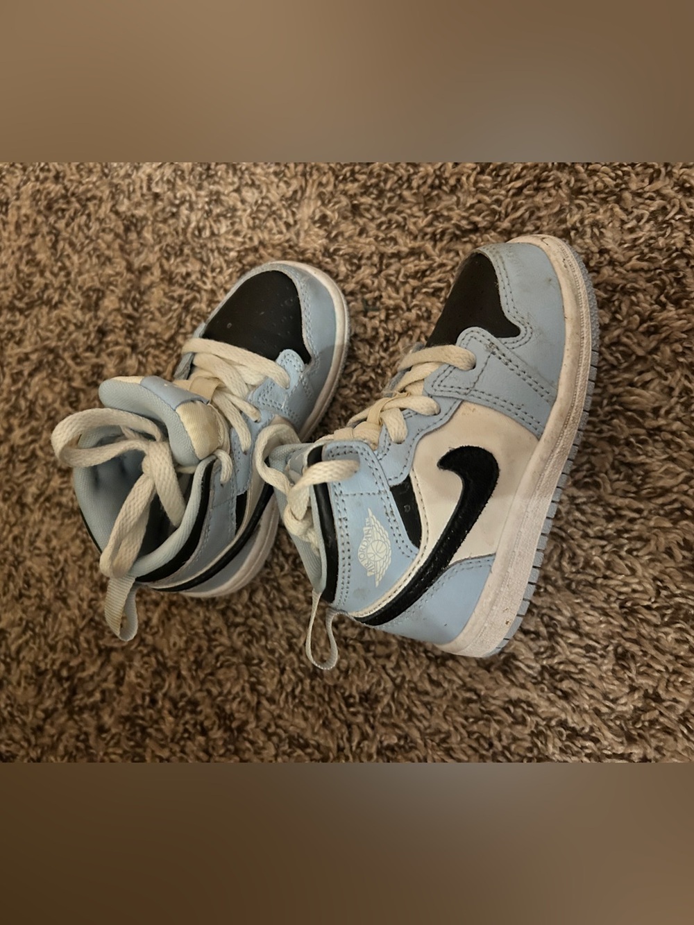 Nike Air Jordan 1 Mid Ice Blue Black Sail 644507-401 Shoes Kids Toddler